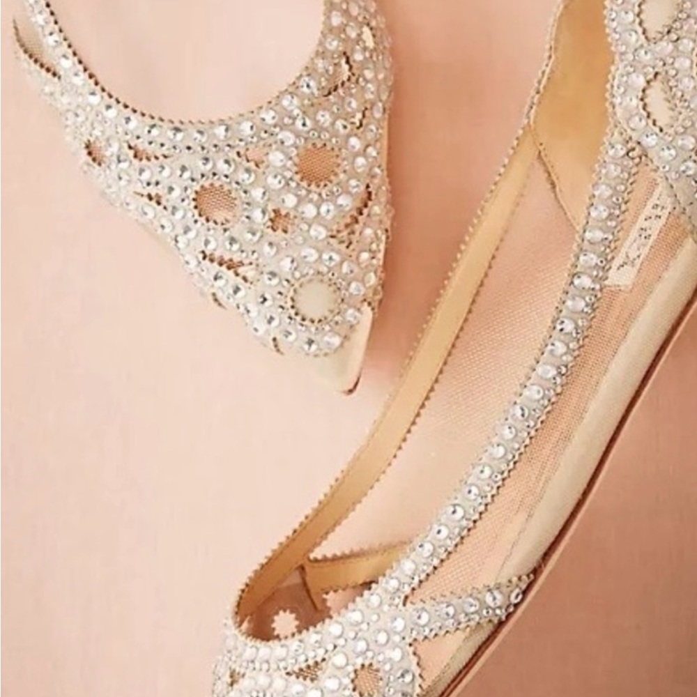 Badgley Mischka Gigi Crystal Pointed Toe Flat ( Brand New without box)